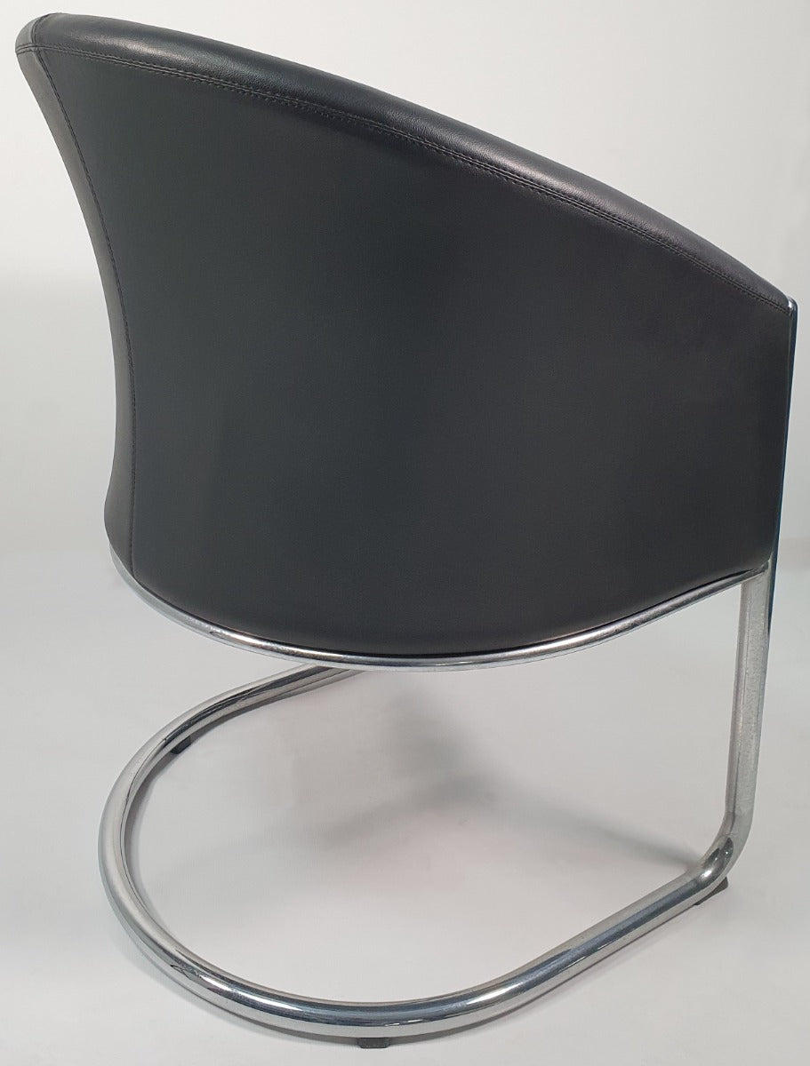 Black Bonded Leather Tub Visitor Chair - F95BS